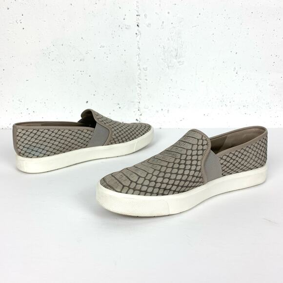 Vince Blair Snake Embossed Leather Sneakers Dual Elastic Gore Slip On Size 7 - Picture 9 of 11